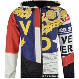 Versace Newspaper Print Windbreaker